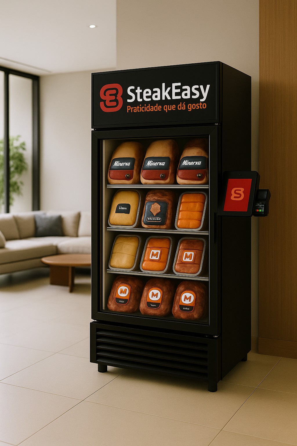 Freezer SteakEasy com carnes e misturas